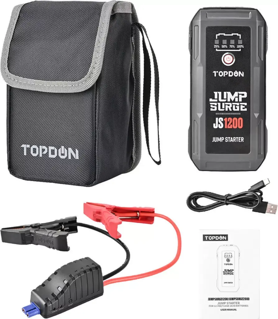 Démarreur TOPDON 1200A Voiture portable 12V Batterie Booster